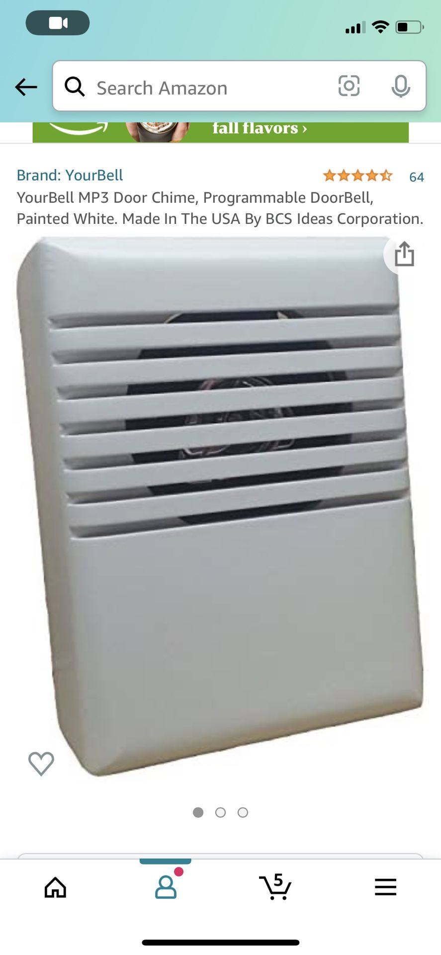 YourBell MP3 Door Chime, Programmable DoorBell, Painted White