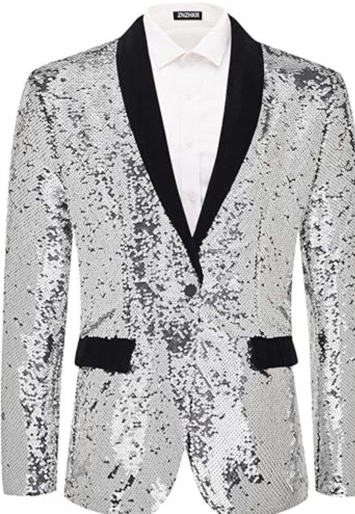 💥New Sale!! Mens Sequins size XL  Shawl Lapel Elegant Velvet Blazer ( reseda ca)
