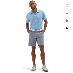 lee® men's golf series flat front chino short color new gray size 30