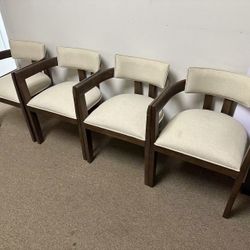 Falcon Fabric Upholstered Dining Chairs Set of 2, Modern Wooden Dining Armchair, Curved Backrest Kitchen Side Chair, Living Room Accent Chair for Extr