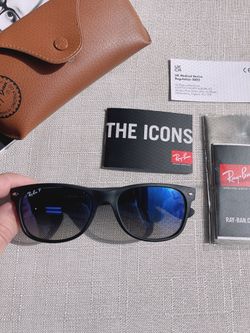 Rayban Wayfarer Polarized Blue Gradients Lenses Black Frame Sunglasses 