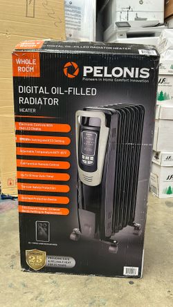 PELONIS Champagne Oil Filled Radiator Heater with Remote and Thermostat, 5 Temperature Settings for indoor use Large Room, Energy Efficient Electric S