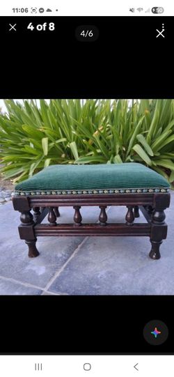 Antique Victorian Upholstered Velvet Footstool, Rectangular Small Solid Wood Frame. A StunningPiece!...asking only $80.00