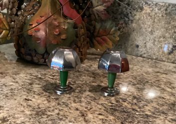 Vintage Metal/Chrome Set  miniature mushroom salt and pepper shakers made in Occupied Japan