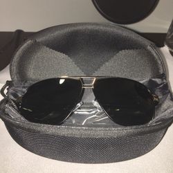 Mens Polarized Fashion Sunglasses - Black With Gold Trim