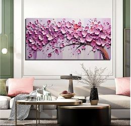 Pink Tree of Life Wall Art for Living Room Flower Picture for Bedroom Office, 20x40