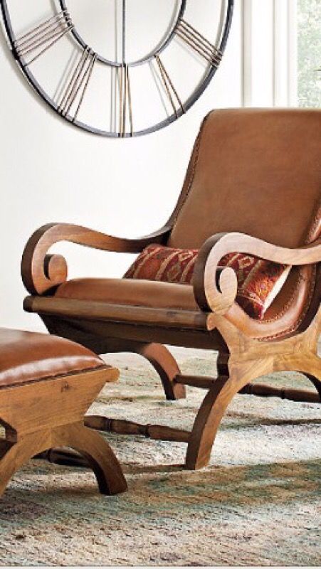 Augusto Leather Chair and Ottoman