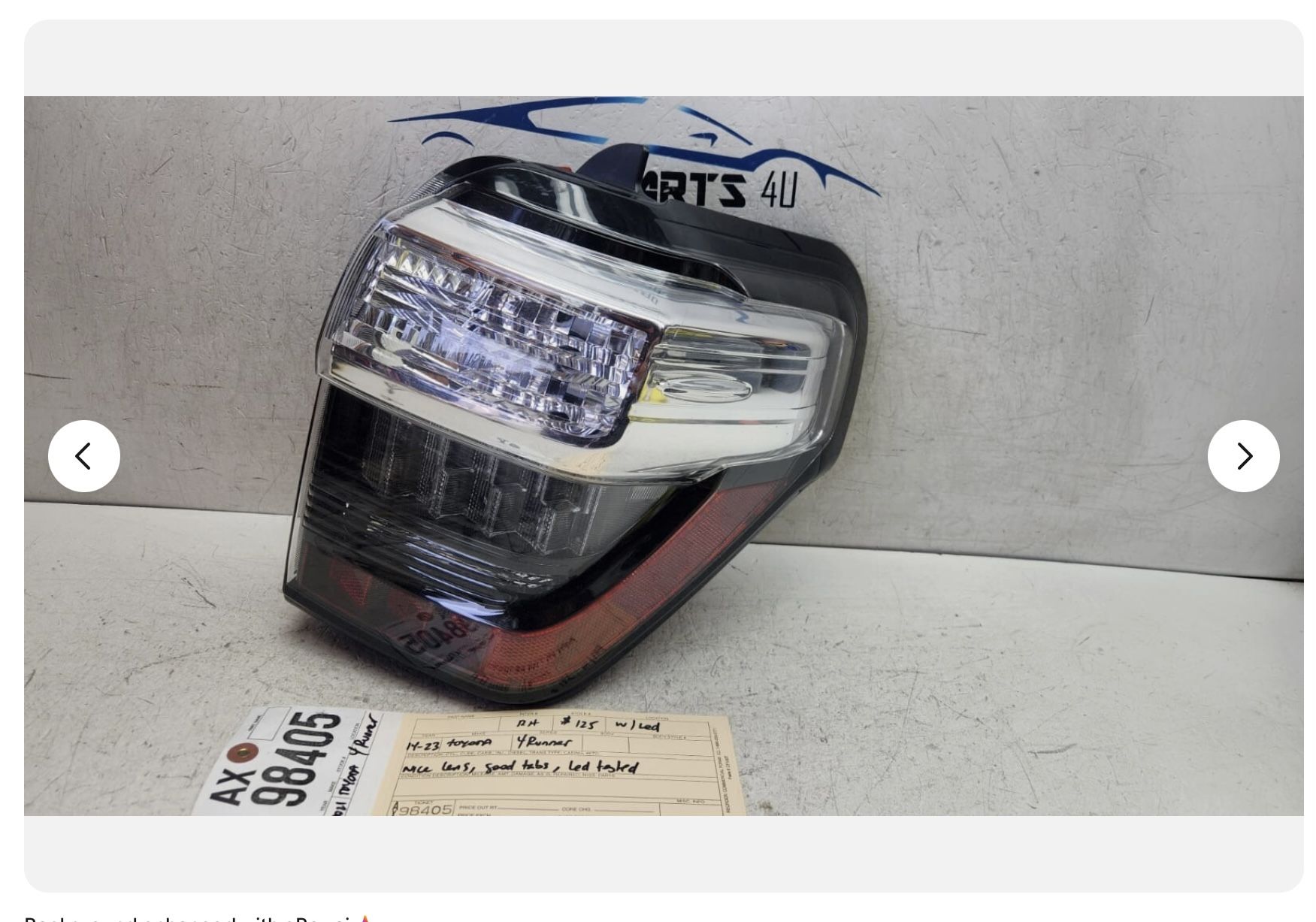 2014 - 2017 - 2018 - 2023 TOYOTA 4RUNNER RIGHT HALOGEN W/LED TAIL LIGHT OEM AX98405
