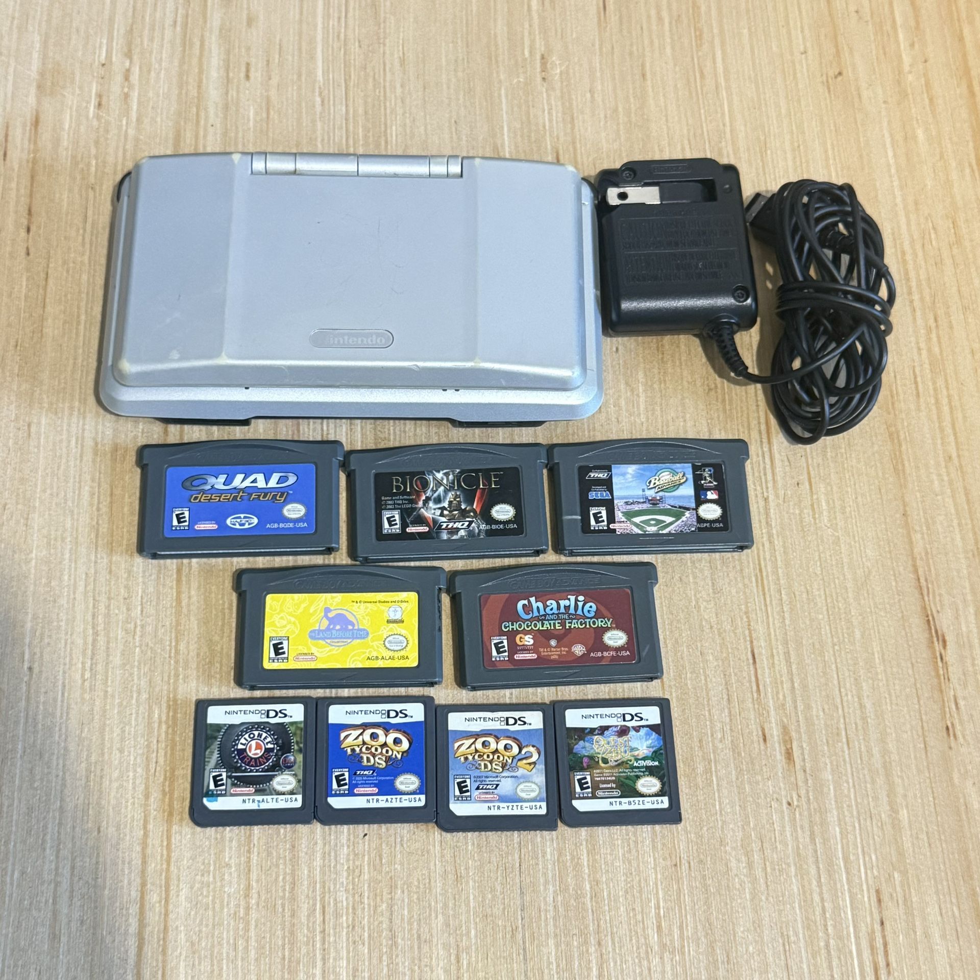 Nintendo DS Titanium Game Console w/9Games-Charger/No-Pen Tested Good Read Blw!