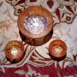 3 Vintage Marigold Imperial Open Rose Bowls