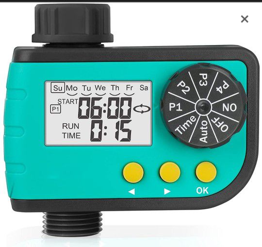 Water Timer, 7 Day Programmable Sprinkler Timer, Digital Hose Timer with 4 Separate Program, Ideal for Garden Lawn & Outdoor Plant Watering and Drip I
