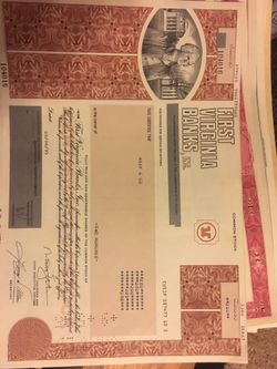 First Virginia Bank 200 shares stock certificate