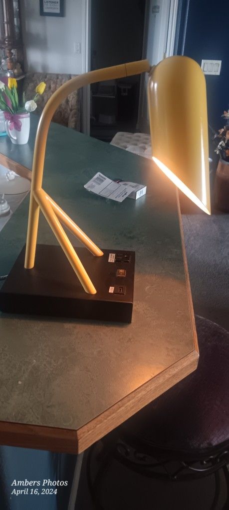Desk Lamp With USB and Outlet