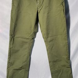 Scotch & Soda Pants Men's 30x32 Olive Green Mott Straight Leg Flat Front Chino