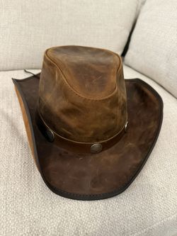 Planet Cowboy Brown Leather Vintage Cowboy Hat Size Large