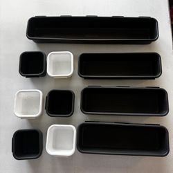 Set of Drawer / Desk Organizers – Black & White (10 Pieces)