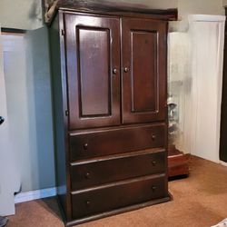 Wood Armoire Closet With 3 Drawers 