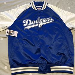 Los Angeles Dodgers Mitchell & Ness Satin Button Up Jacket Cooperstown Classic Men’s Size XL NWT