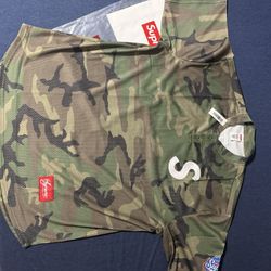 Supreme S Logo Baseball Henley Woodland Camo  L