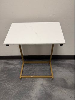 C-Shaped End Table, 27 inches High, Side Table for Couch, Slides Under for Living Room Convenience