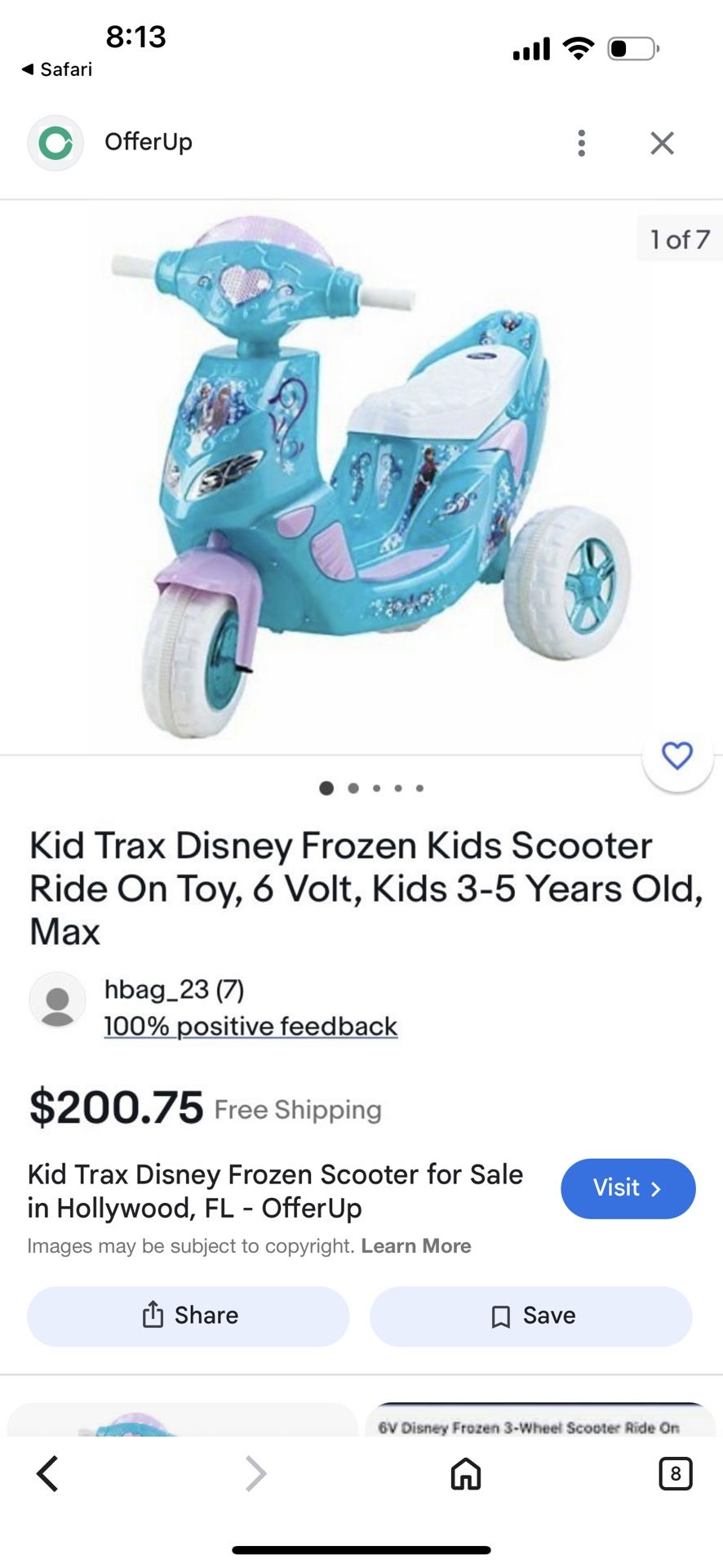 Disney Frozen Electrical Scooter Retail Price $210 My Price $60