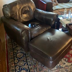 Leather Chair And Ottoman 
