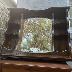 giant wooden mirror shelf