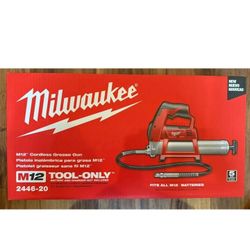 NEW! Milwaukee 2446-20 M12 Li-Ion Grease Gun Tool Only