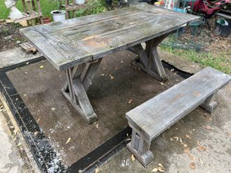 Wood Table And Bench