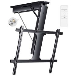 Yegosh Electric Ceiling TV Mount, Remote Adjustable Flip Down Bracket for 32 to 70 Inch Flat Curved Screen TVs Max VESA 600x400mm, Motorized TV Ceilin
