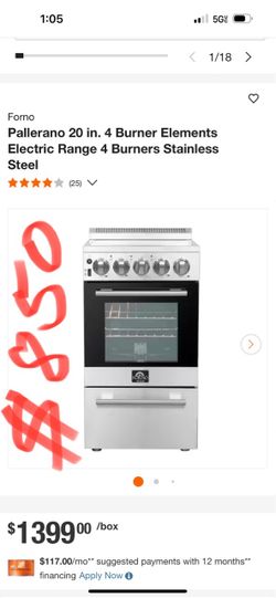 Forno Pallerano 20 in. 4 Burner Elements Electric Range 4 Burners Stainless Steel