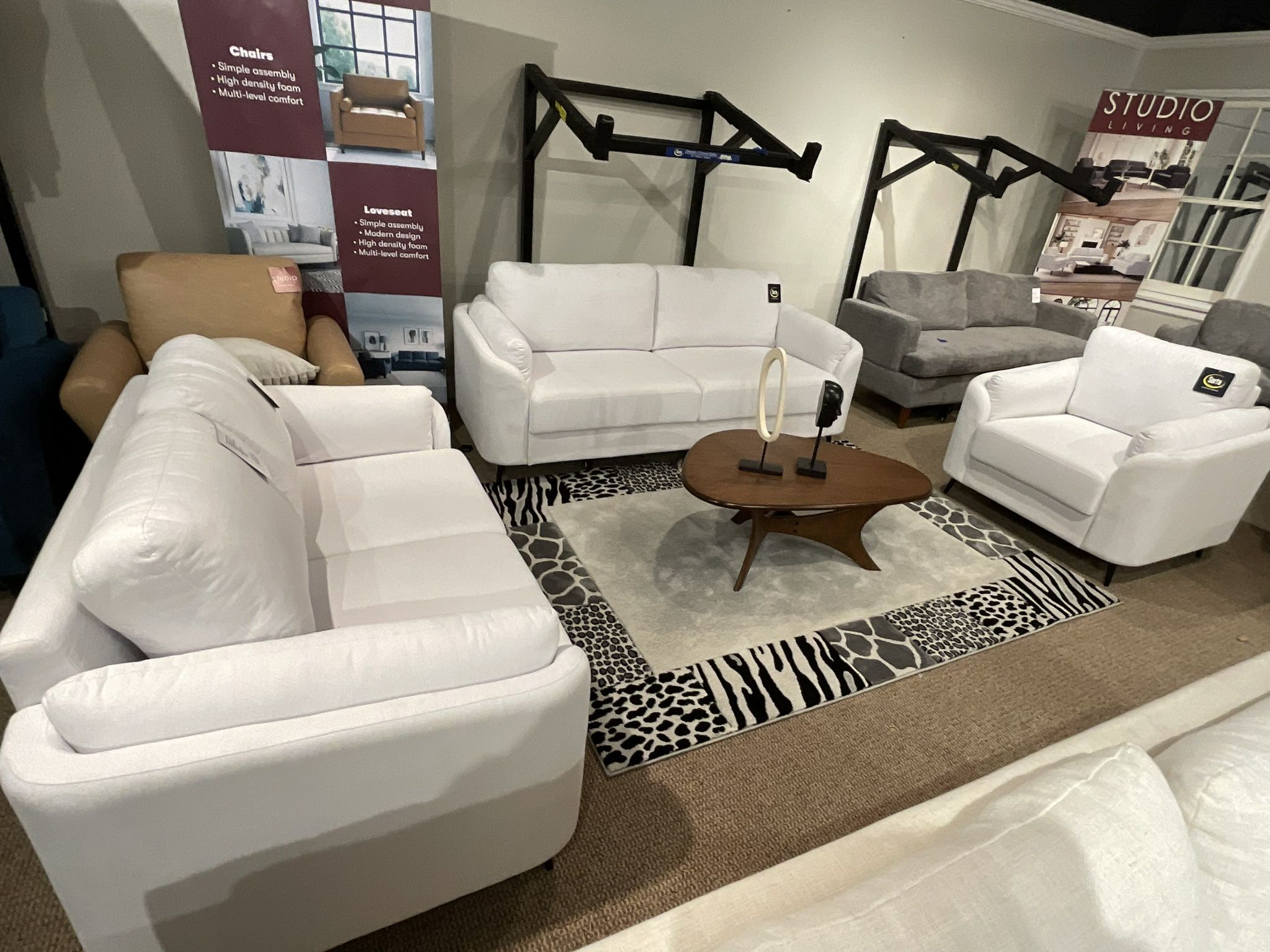 New 3 piece Sofa loveseat and chair by Serta.