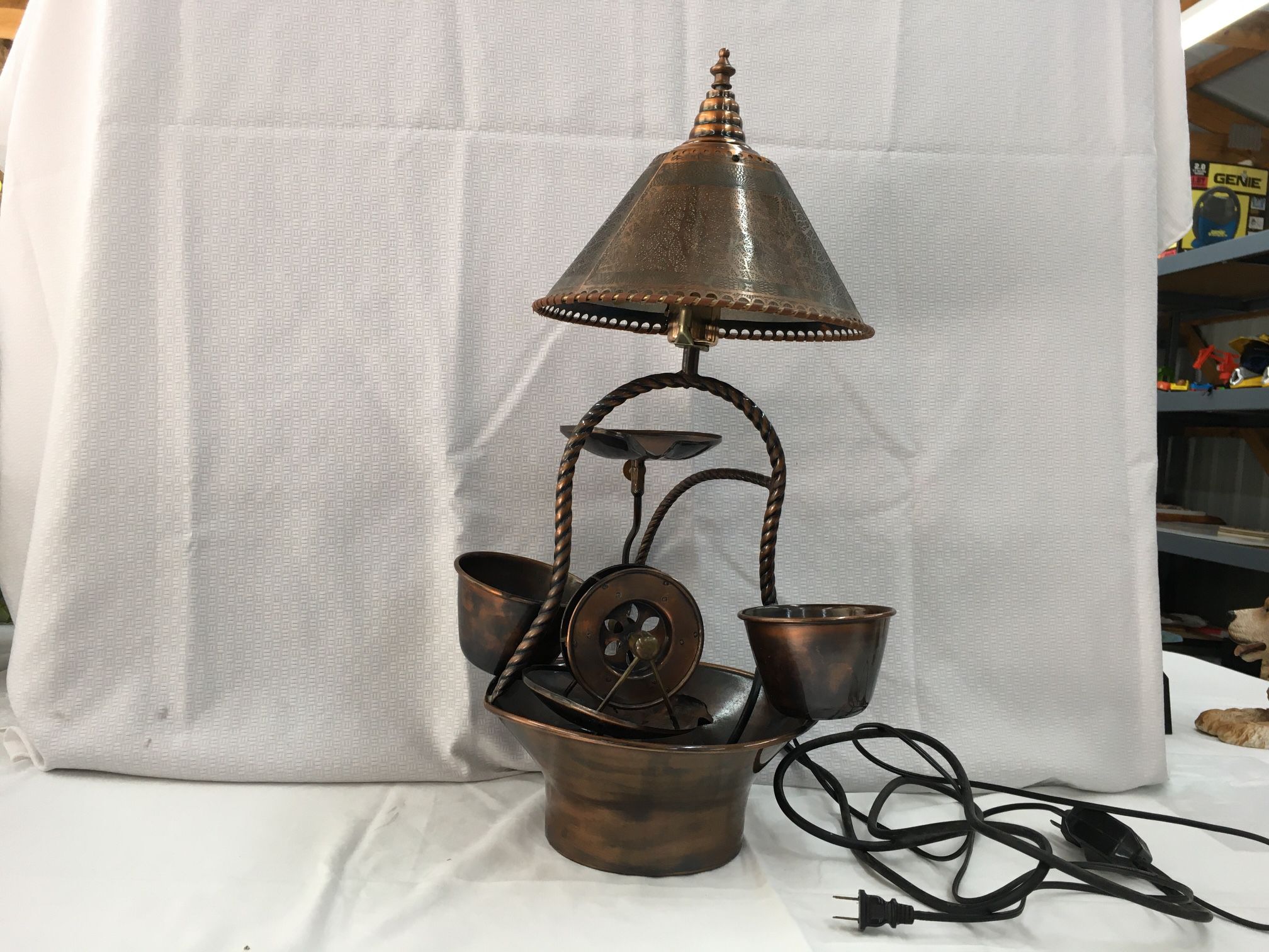 Antique Copper Lamp And Water Feature