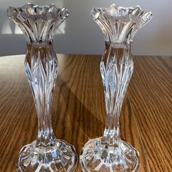 Stunning JG DURAND CRISTAL Candlestick Holders Made in France 9” Candle Sticks