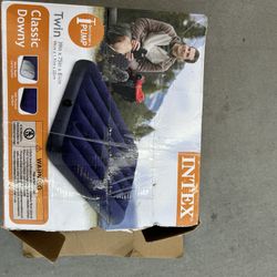 Intex Twin Size Classic Downy Inflatable Air Bed Mattress Blue For Sale