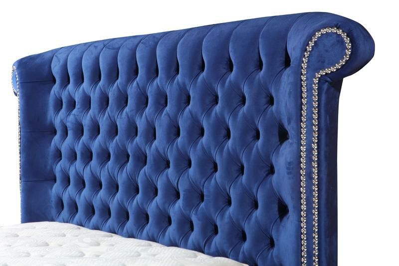 ✴️Glamour Velvet Navy Queen Storage Platform Bed
