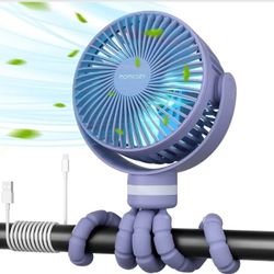 Momcozy Portable Stroller Fan, USB Rechargeable and Handheld Cooling Fan for Travel, Car Seat, Bedroom,purple