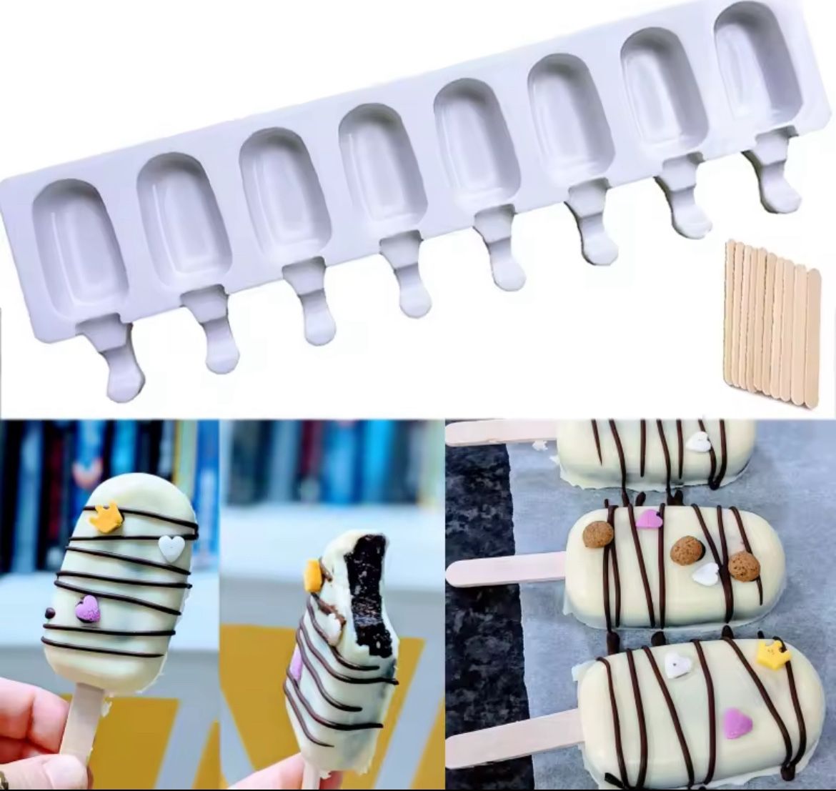 New / Ice Cream Mold With 50 Pcs Sticks