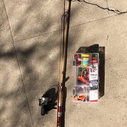 Fishing Pole & Reel With Tackle Box