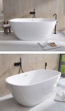 GS307-55 55 in. x 29.5 in. Acrylic Free Standing Soaking Flat Bottom Bath Tub