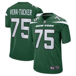 New York Jets Alijah Vera-Tucker #75 Nike Men's Green Official NFL Game Jersey   