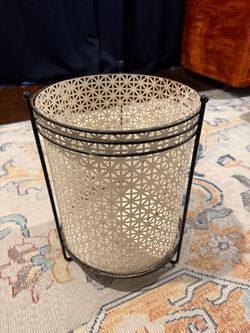 Vintage metal trashcan or wastebasket