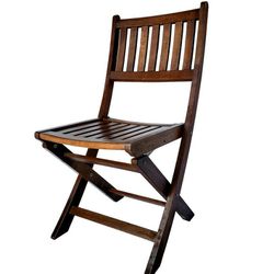 Wooden Slat-Back Folding Chair

