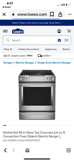 KitchenAid Range. 30”. Originally $1900 From Lowe’s.