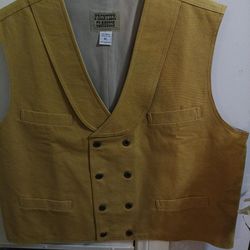 Frontier Classics Mens Tan Double Breasted Vest Shawl Collar Western Size Xl