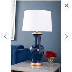 Designer Table Lamp, Ceramic Blue Gold Base