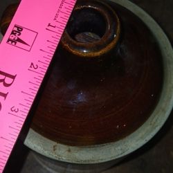 Antique Whiskey Jug 1 Gallon Moonshine Crock Jug Glazed Two Tone Brown Beige