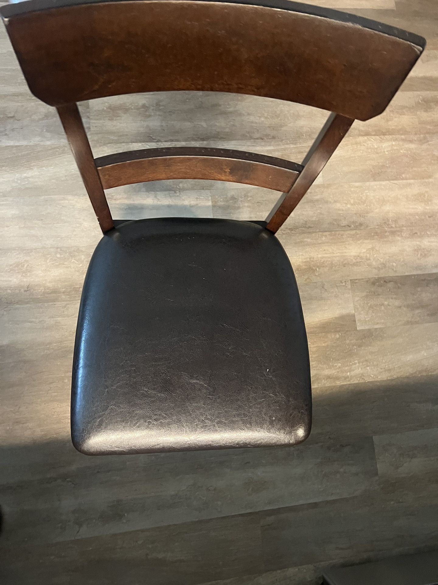 4x Wooden/leather Table Or Bar Chairs