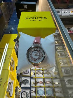 INVICTA CELESTIAL LADY WOMENS QUARTZ WATCH 33MM PINK LEATHER BAND 70338