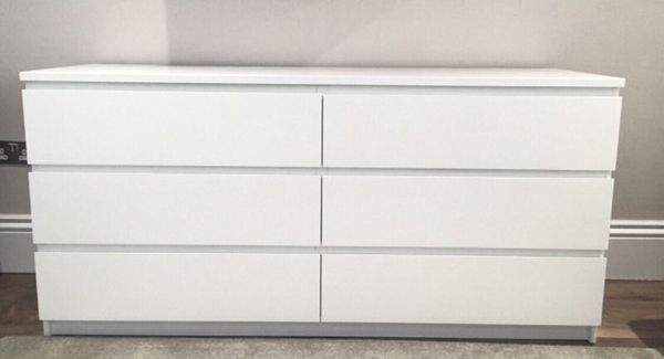 Ikea Malm White 6 Drawer Dresser Chest For Sale In San